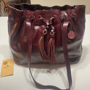 NWT Large Gorgeous Patricia Nash Plum Leather Satchel